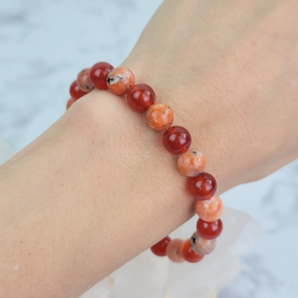 RESERVED for Jolena - Sunstone and Carnelian crystal bead bracelet jewelry - Picture 6 of 7